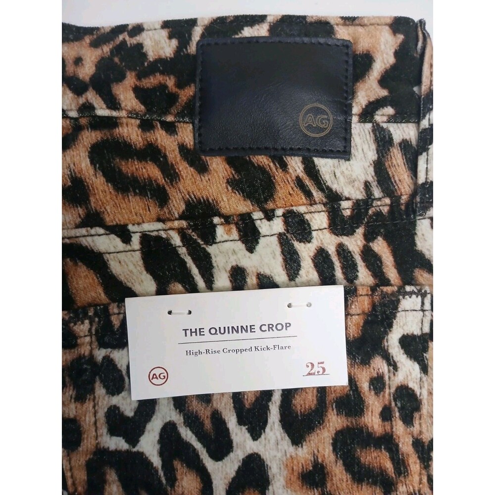 AG Adriano Goldschmied Pant Sz 25 Quinne Crop High-rise Kick Flare Leopard Print - Picture 7 of 16